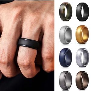 Men's Navy Blue 8mm Silicone Comfort Fit Wedding Band